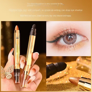 Sombra Em Bastão Com Glitter De Ponta Dupla , À Prova D'água , De Longa Duração , Iniciante E Presente , Maquiagem .