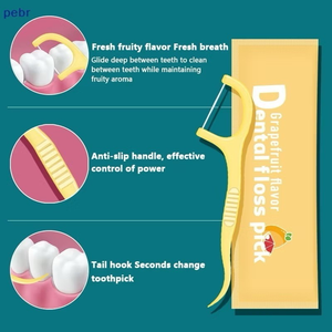 200 palitos de fio dental sabor frutas ultrafinos para limpeza bucal, pacote com 50 unidades