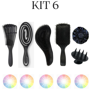 Kit Escova Polvo, Escova Flexível, Escova Magica, Escova Raquete, Massageadora e Touca de Cetim