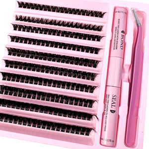 Kit Completo de Cílios Postiços DIY 8-16mm com Adesivos e Selos de Cílios + Conjunto de Pinças