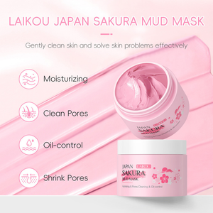 Máscara De Lama De Limpeza LAIKOU Sakura 25g/0.88 Onças . Rejuvenescimento Da Pele Com Controle De Óleo Suave