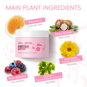 Máscara De Lama De Limpeza LAIKOU Sakura 25g/0.88 Onças . Rejuvenescimento Da Pele Com Controle De Óleo Suave