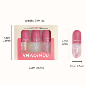 Kit De Esmalte Labial Water Glos , 3 Peças , Hidratante De Longa Duração , Bálsamo , Linha Repai r , Copo Antiaderente ,