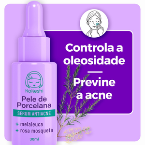 Sérum Facial Antiacne Pele de Porcelana Kokeshi Antisséptica 30ml