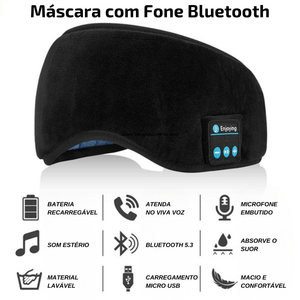 Tapa Olho Máscara Dormir Fone De Ouvido Bluetooth Confortável