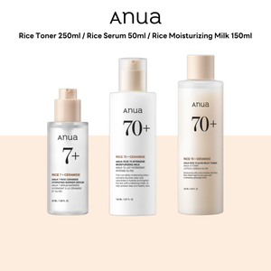 ANUA Rice 70 Glow Milky Toner 250ml/Ceramida 7 Essência De Barreira Hidratante 50ml/70 Loção De Leite Intensiva150ml