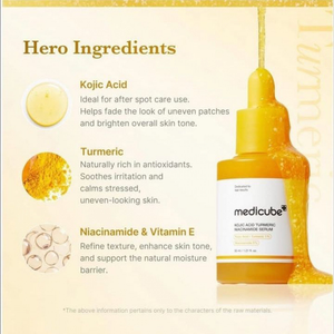 Medicube Ácido Kójico Cúrcuma Vitamina Essência 30ml Cuidados Com Manchas Escuras Iluminando O Tom Da Pele Refrescante H