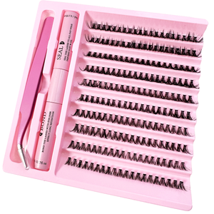 Kit Completo de Cílios Postiços DIY 8-16mm com Adesivos e Selos de Cílios + Conjunto de Pinças