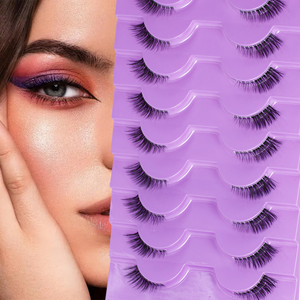 Meio Cílios Naturais Grossos Olho De Gato 10 Pares , Postiços Curtos Finos De 10 Mm Para Uso Diário