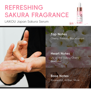 Sérum Facial LAIKOU Japão Sakura de Flor de Cerejeira, Essência Remove manchas, Rejuvenescimento da pele, 17ml.