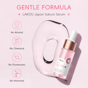 Sérum Facial LAIKOU Japão Sakura de Flor de Cerejeira, Essência Remove manchas, Rejuvenescimento da pele, 17ml.