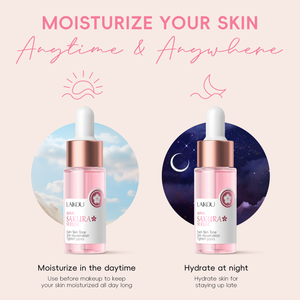 Sérum Facial LAIKOU Japão Sakura de Flor de Cerejeira, Essência Remove manchas, Rejuvenescimento da pele, 17ml.